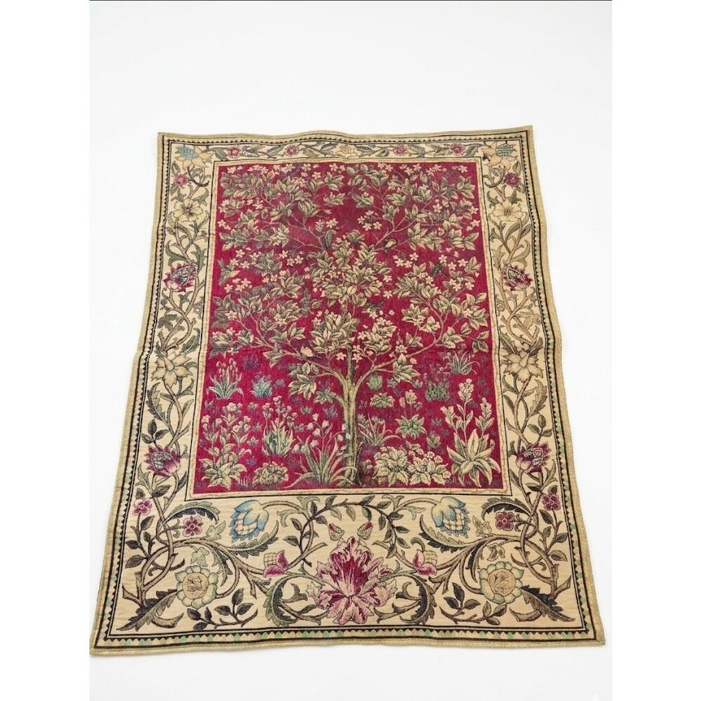 Tapestry Wall Hanging William Morris Tree of Life Red Home Decor New 41"x 51"